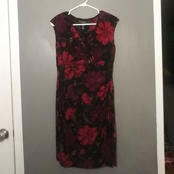 ralph lauren black dress with red flowers